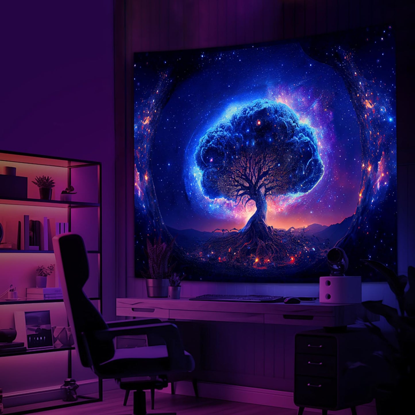 Blacklight Tree Tapestry