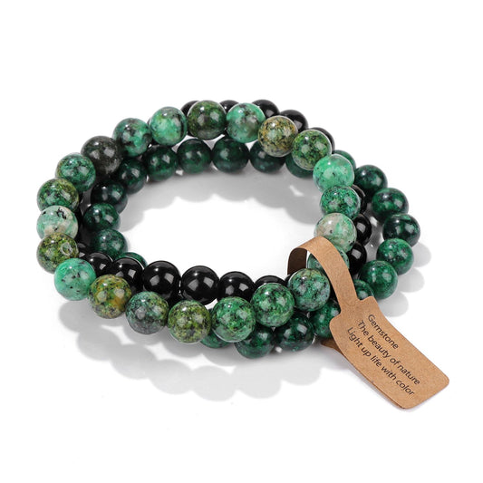 Chakra Bracelets 3PCS - Turquoise, Green Jade, Black Onyx