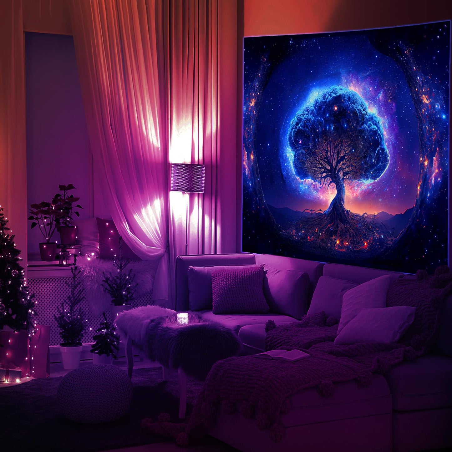 Blacklight Tree Tapestry