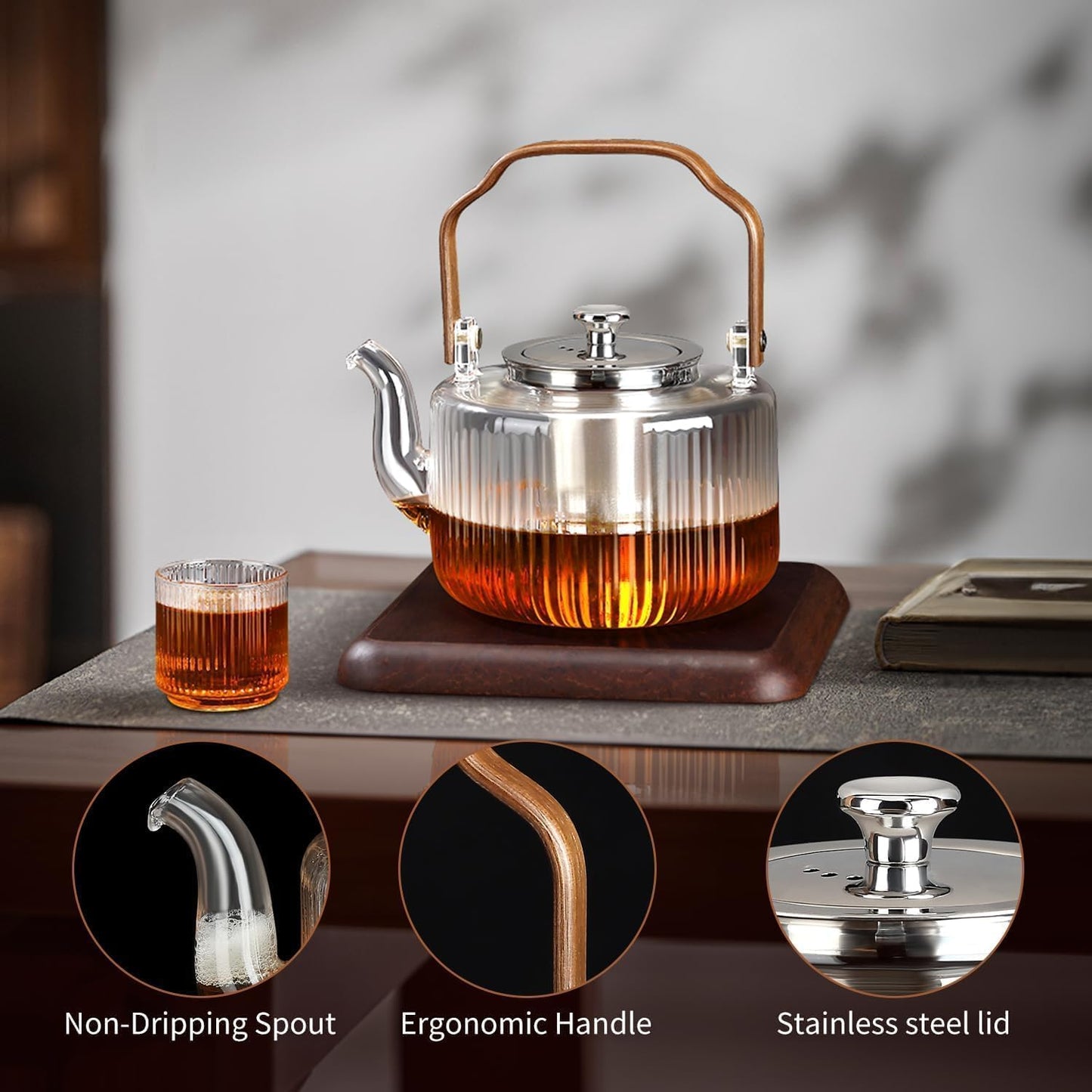 ANEICE Glass Tea Pot Set with Infusers