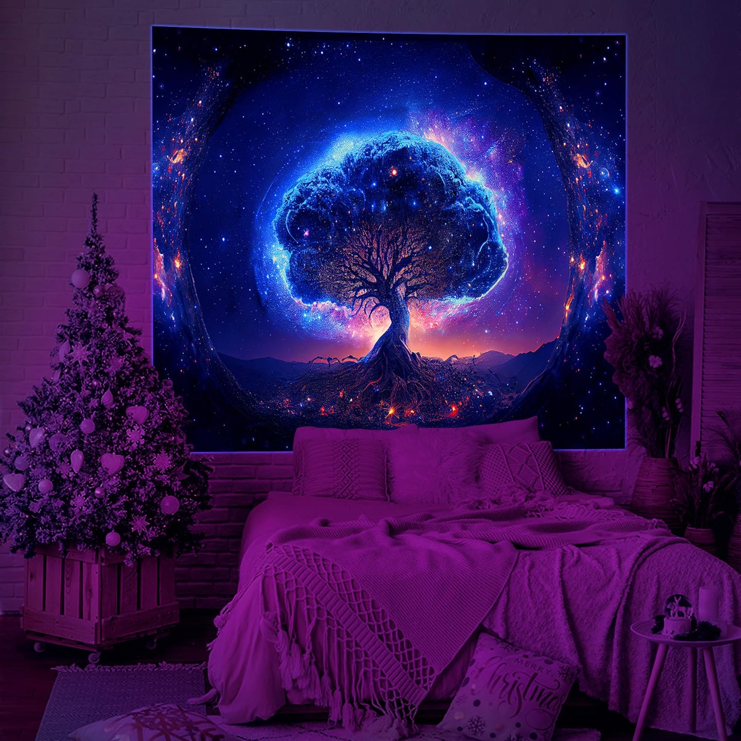 Blacklight Tree Tapestry