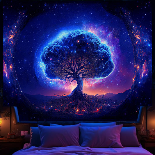 Blacklight Tree Tapestry